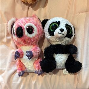 Pink and Black Plush Toy Set